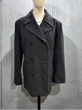 Collection Gallery XL Wool Blend Peacoat Charcoal Gray Double Breast Jacket Y2K